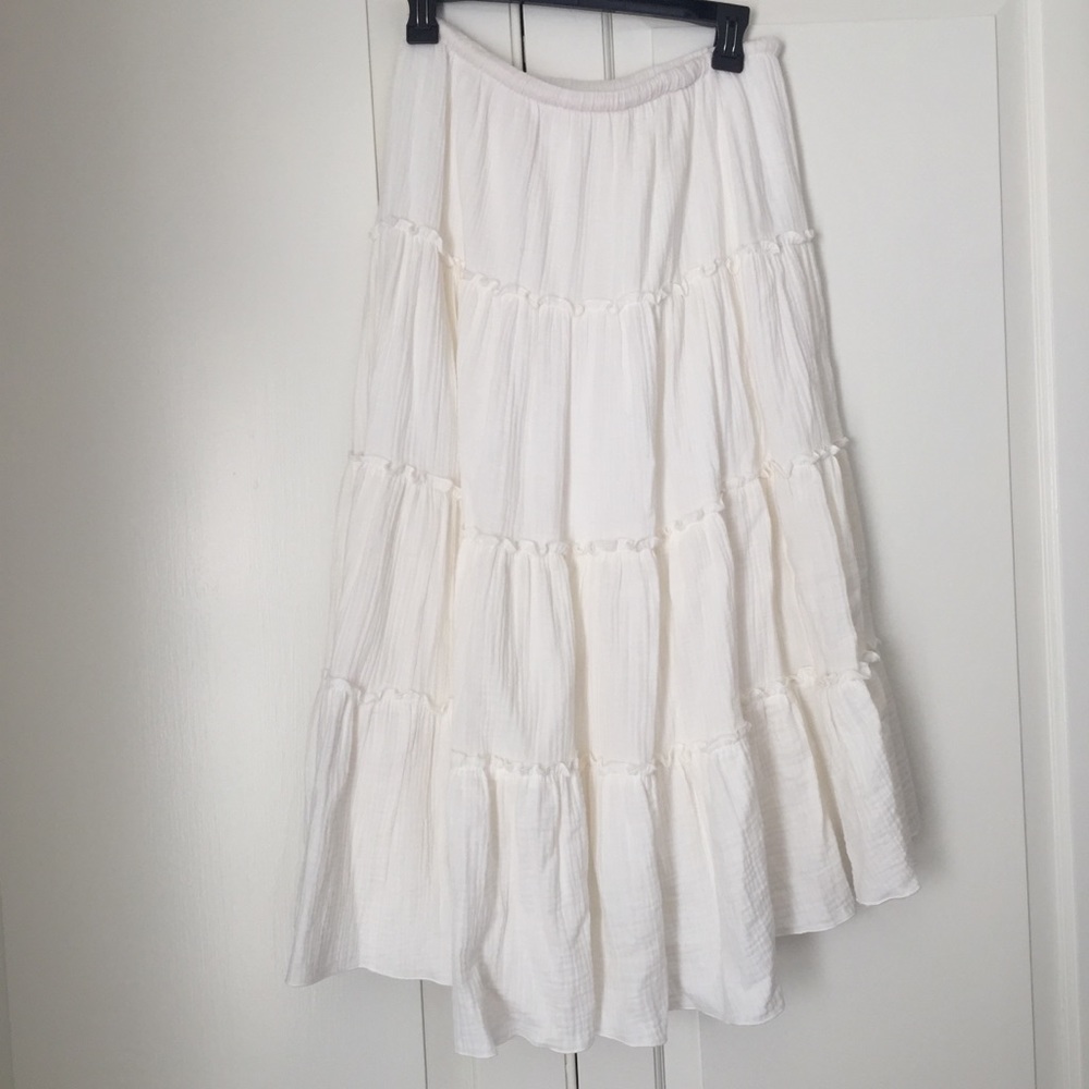 See By Chloé Ruffled Cream Maxi Prairie Skirt M - Picture 5 of 10